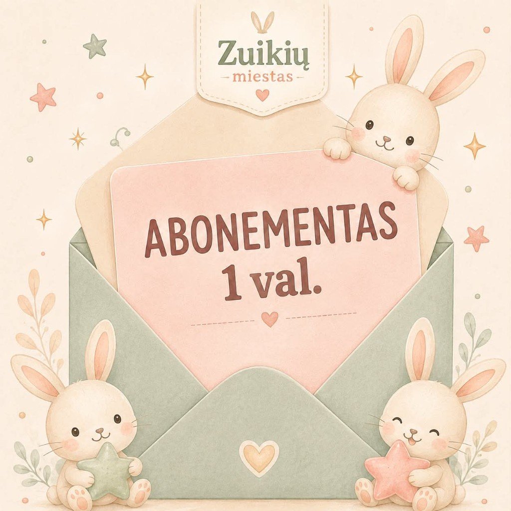 Zuikių Miestas abonementas 6 kartai po 1 valandą, iliustracija su zuikučiais